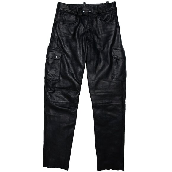 4 (Denmark) Calf Nappa Leather Tapered Cargo Motorcycle Pants : S
